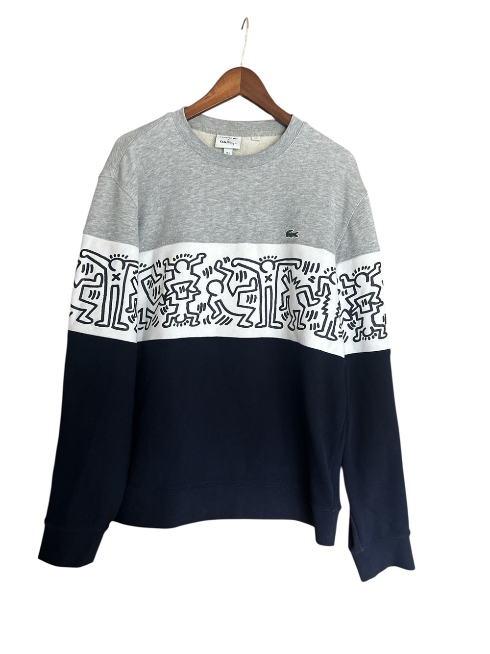 Lacoste X Keith Haring Men's Grey/White/Navy Graphic Crewneck Sweater